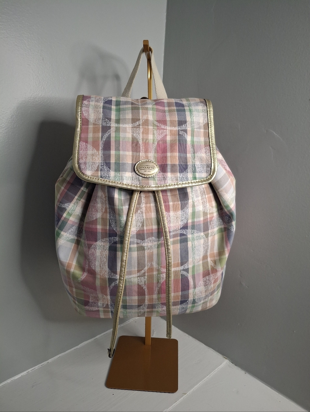 Coach Daisy Madras Packable Backpack 77342 EUC
